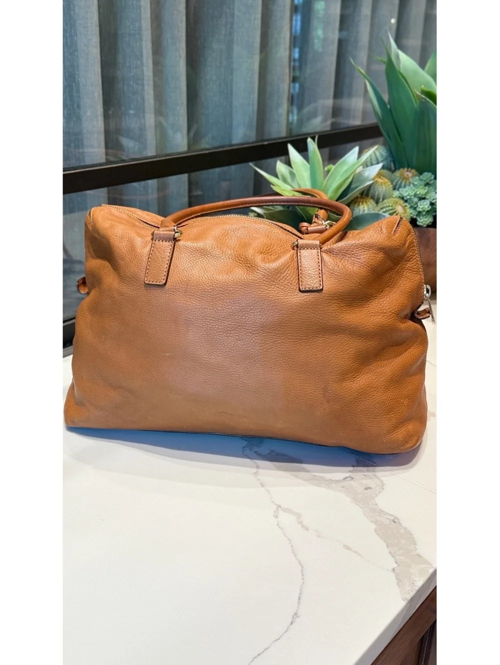 Michael Kors Hamilton Large Cognac Leather Slouchy Satchel